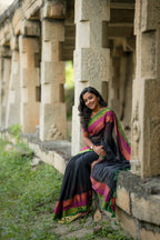 Mul cotton saree-Black