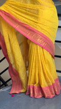 Mul cotton saree - Yellow