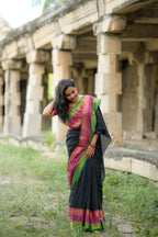 Mul cotton saree-Black