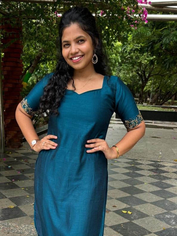 Vichithra silk co-ord hand embroidered