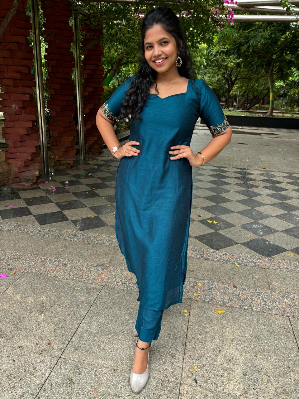Vichithra silk co-ord hand embroidered