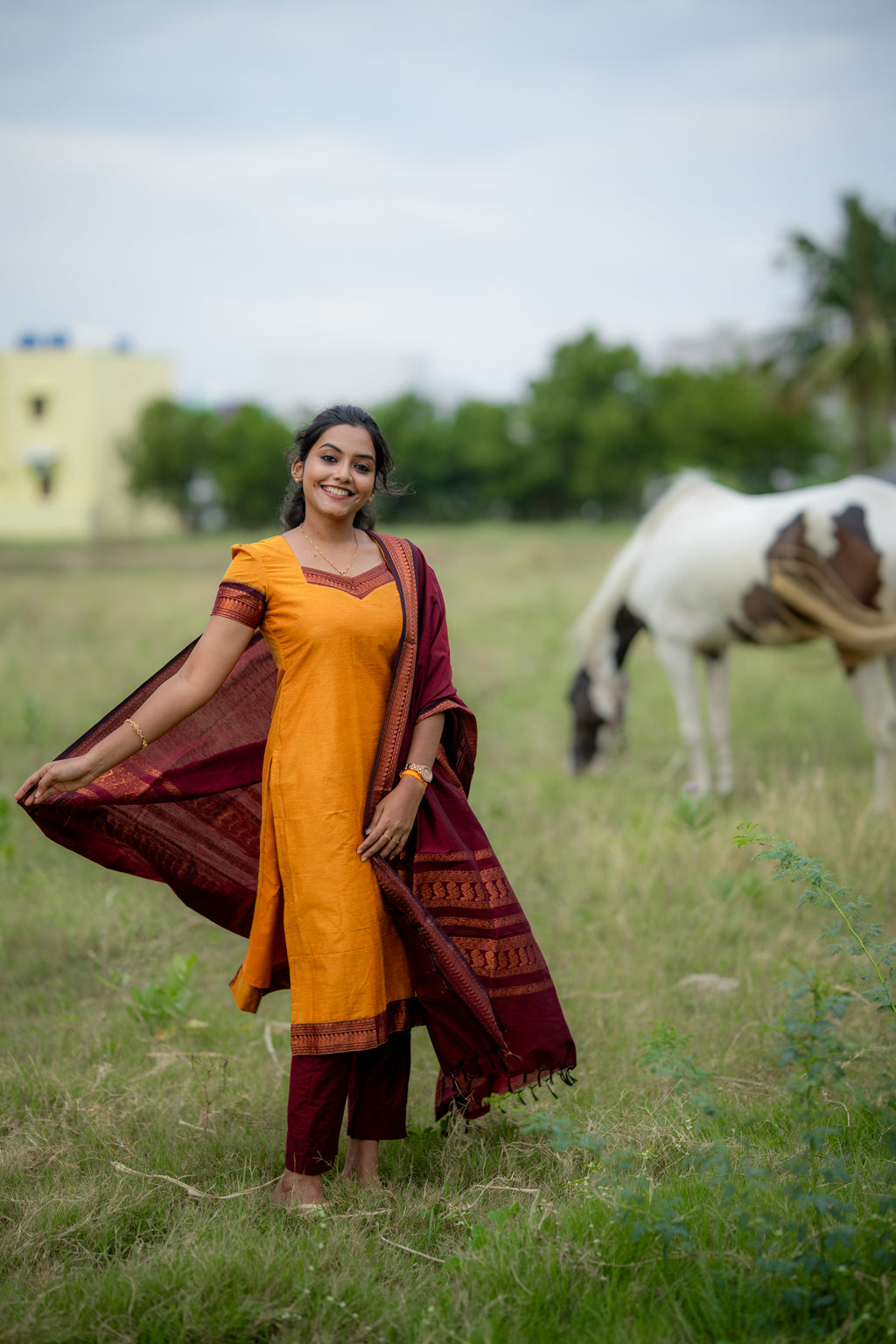 Manjal Kalyani silk cotton 3pc set