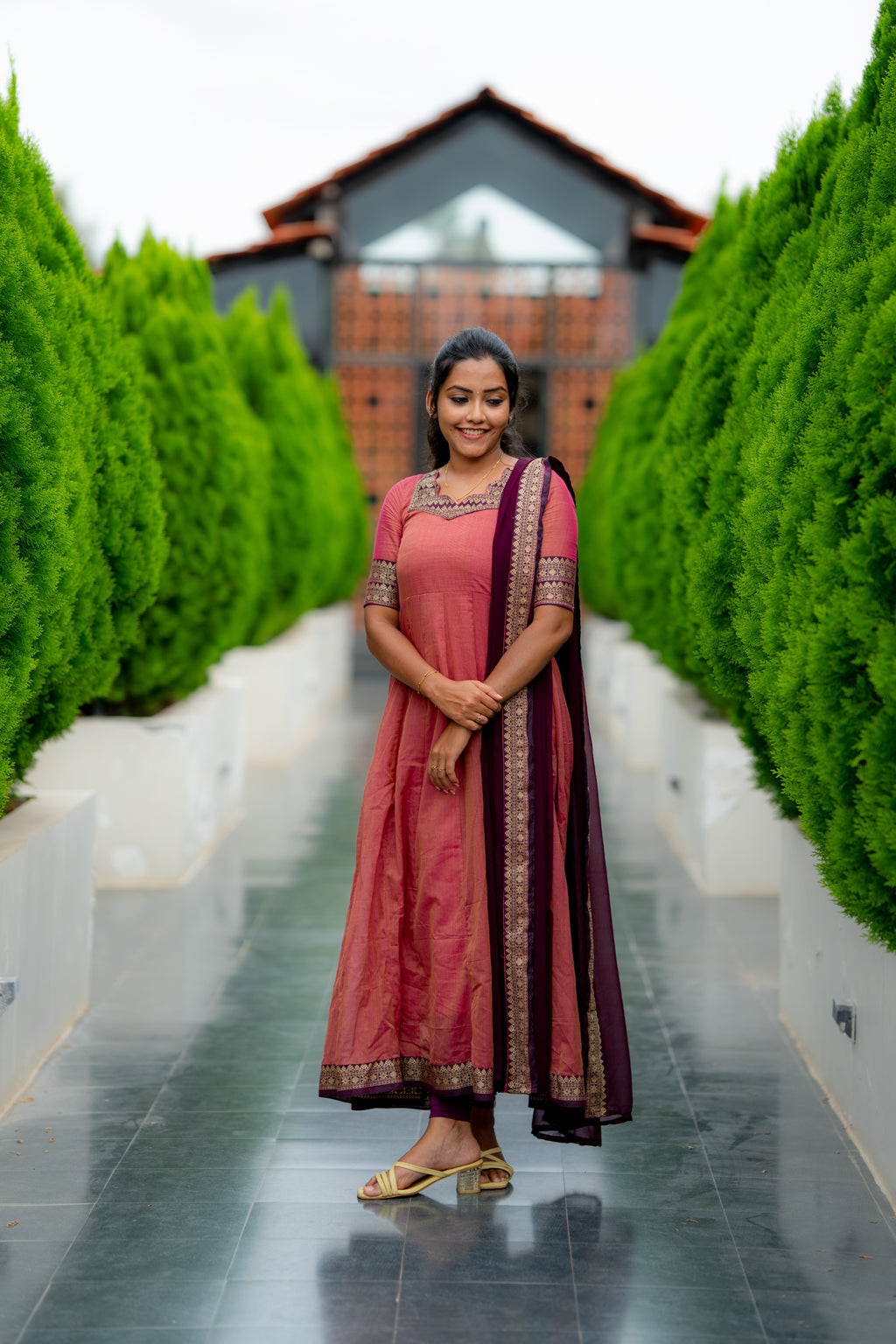 Narayanpet Cotton Anarkali with Georgette Dupatta