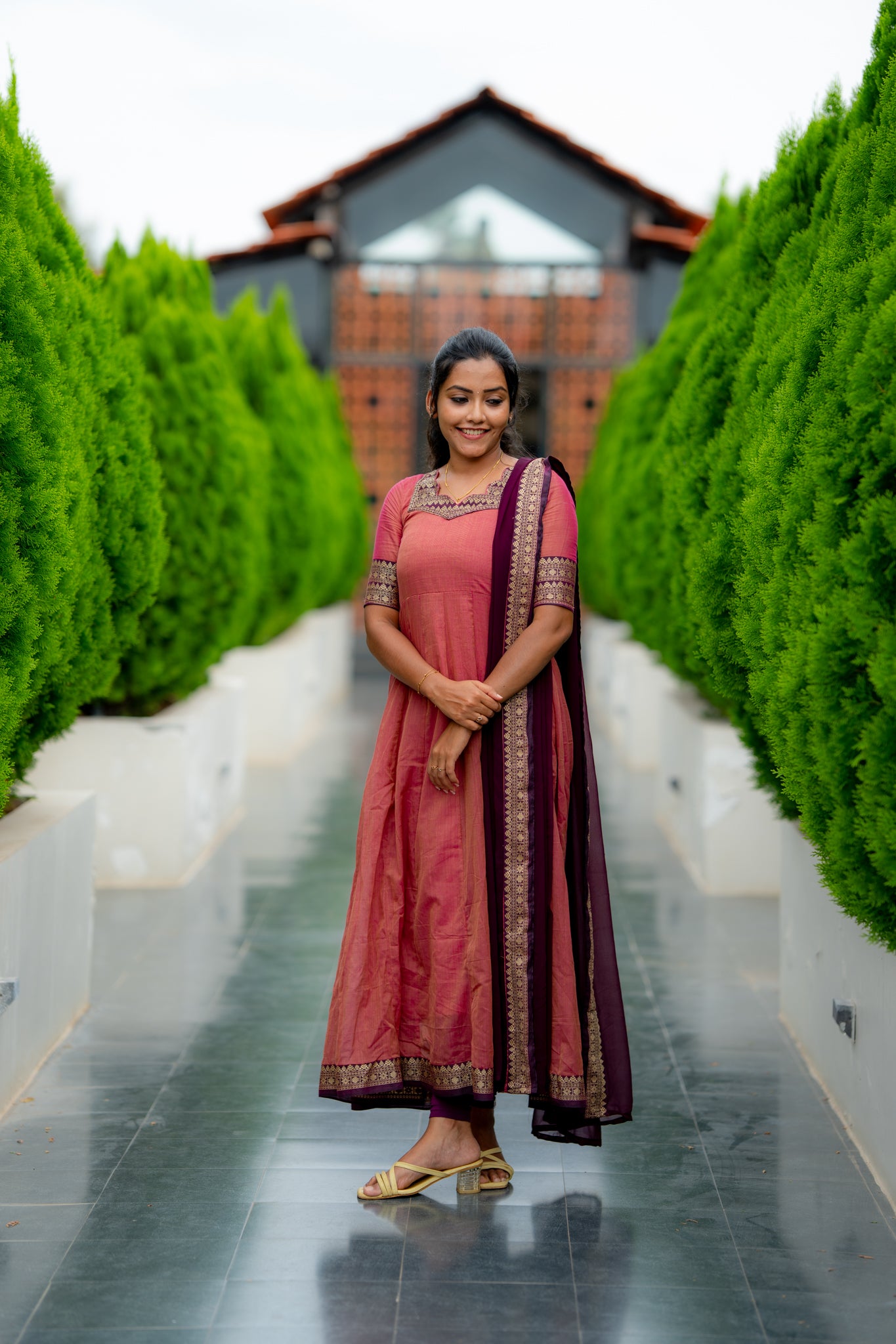 Narayanpet Cotton Anarkali with Georgette Dupatta