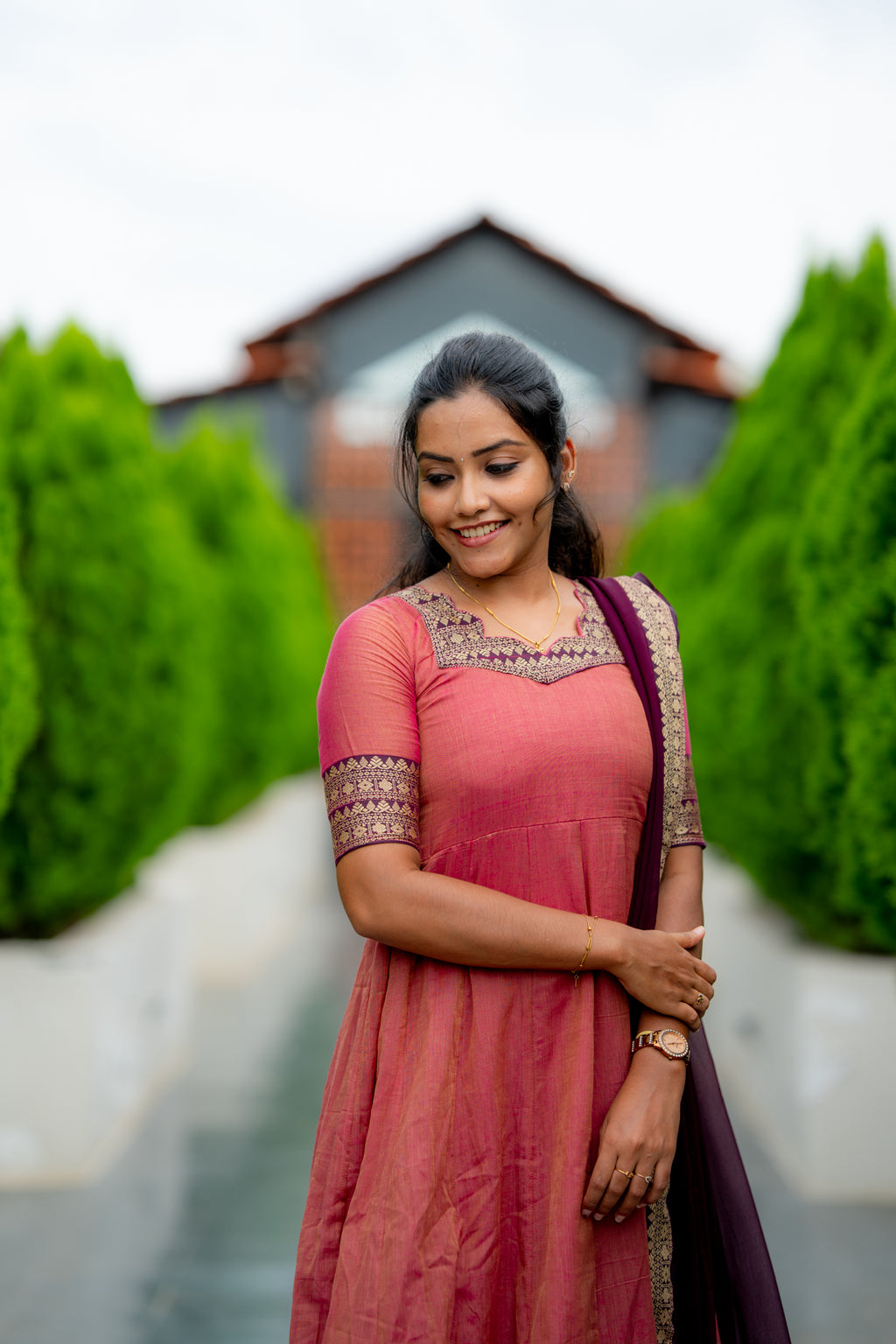 Narayanpet Cotton Anarkali with Georgette Dupatta