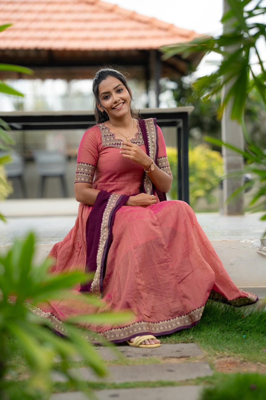 Narayanpet Cotton Anarkali with Georgette Dupatta