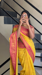 Mul cotton saree - Yellow