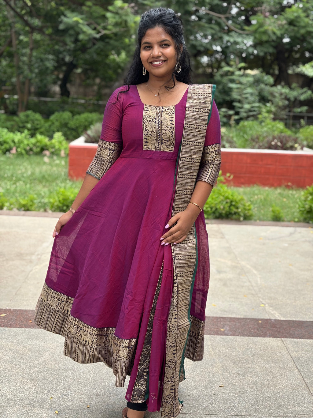 Narayanpet acotton anarkali with dupatta