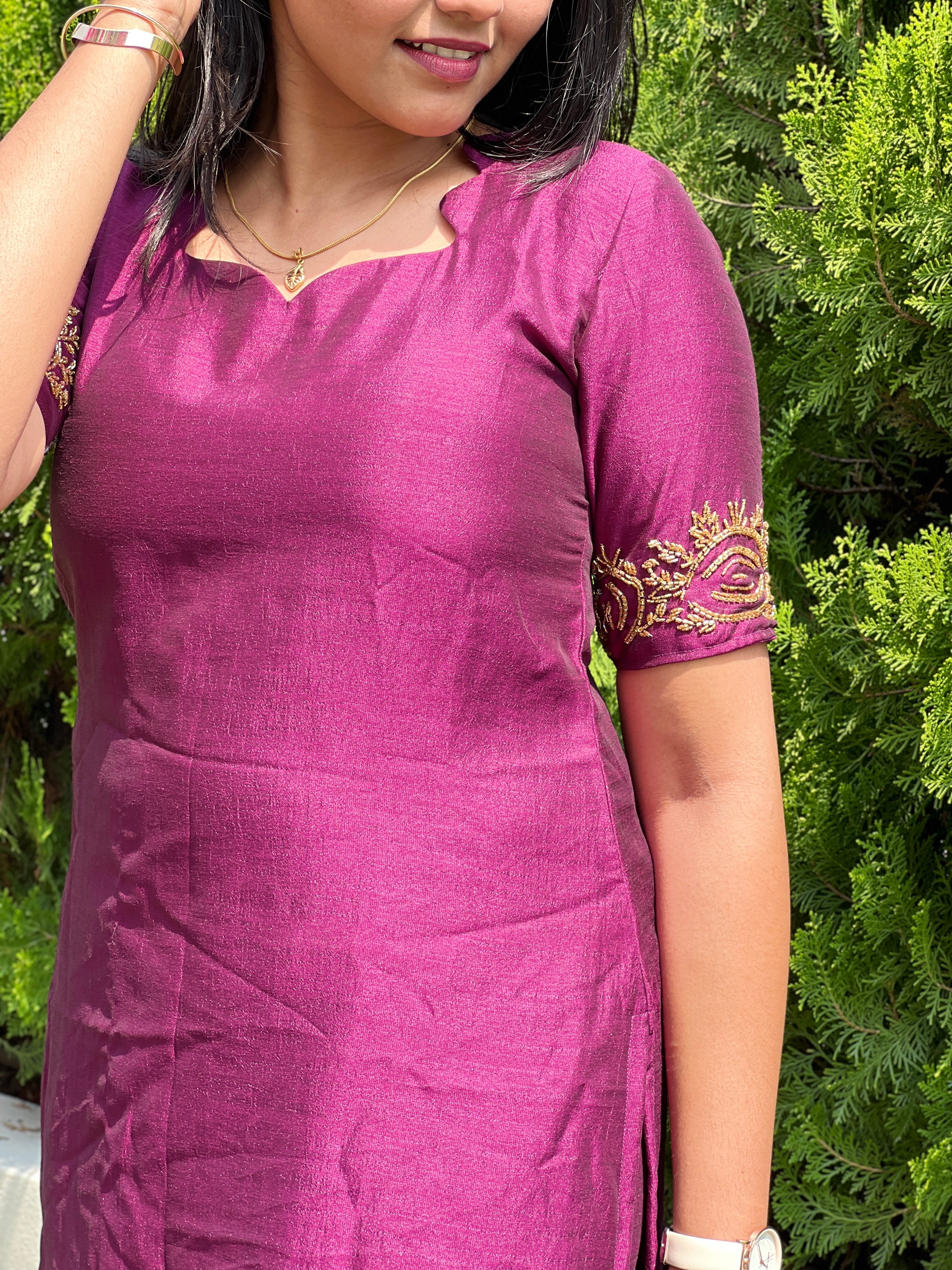 Vichithra silk co-ord hand embroidered