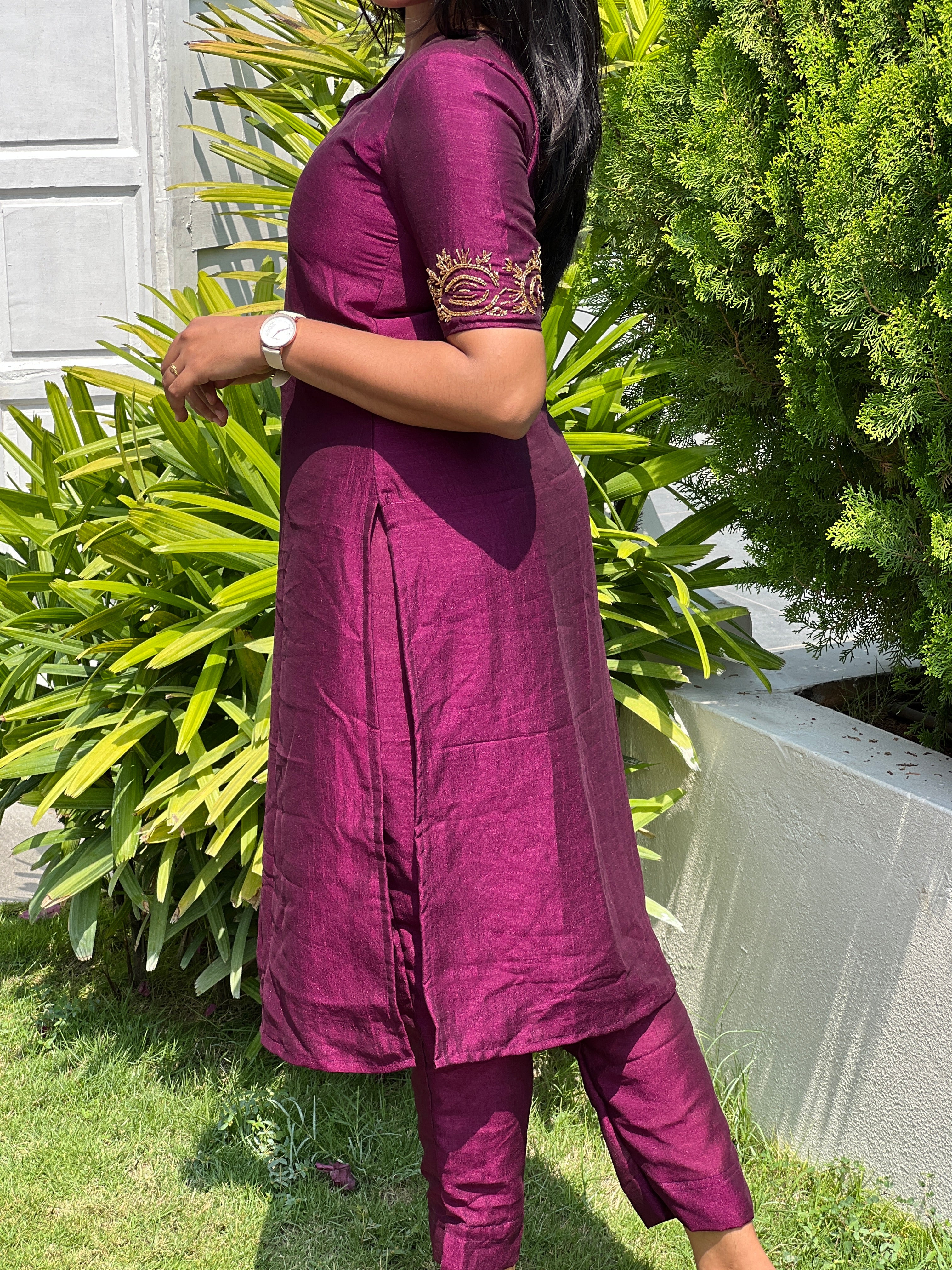 Vichithra silk co-ord hand embroidered