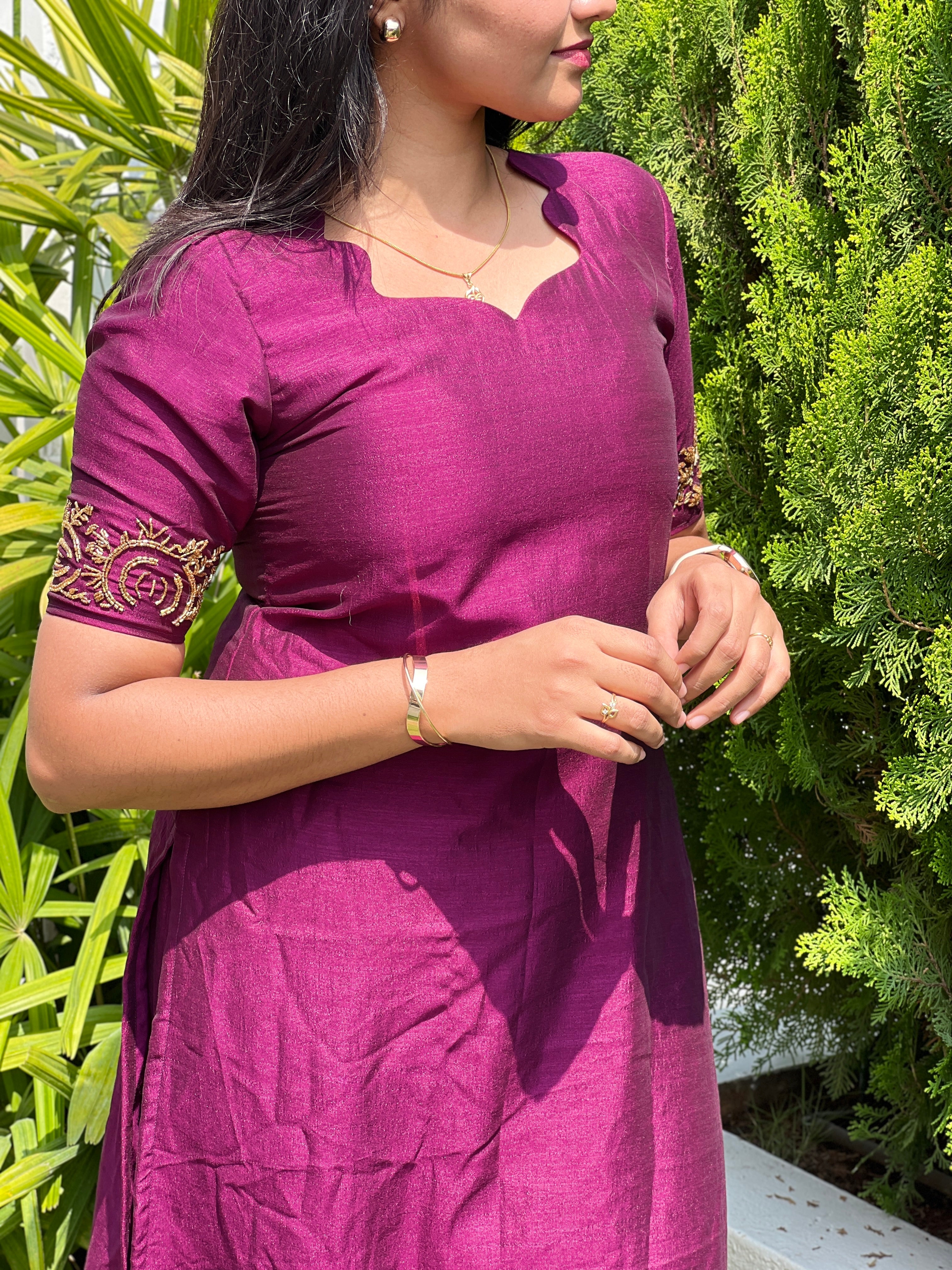 Vichithra silk co-ord hand embroidered
