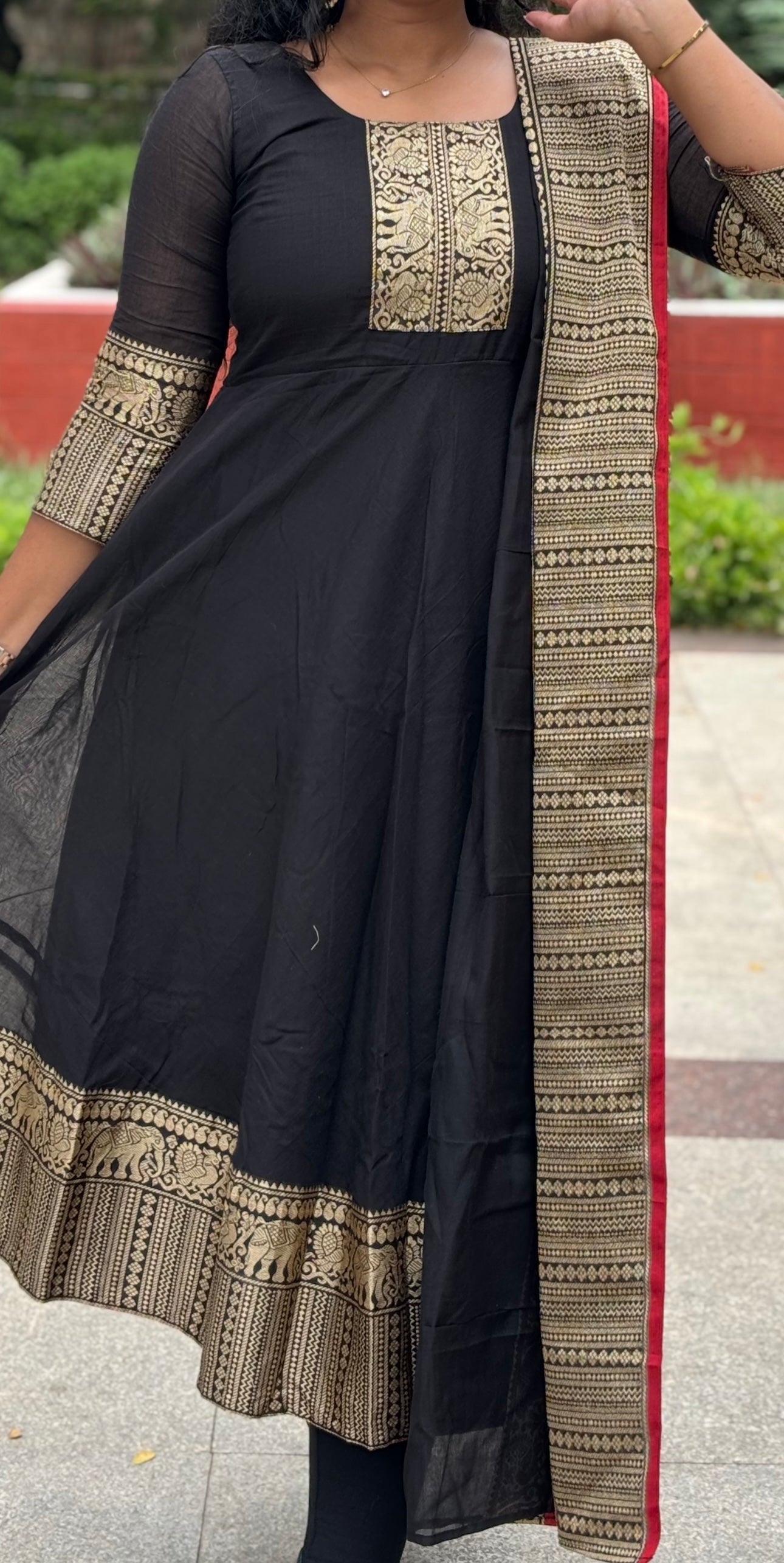 Narayanpet acotton anarkali with dupatta
