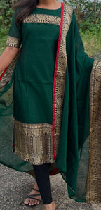 Narayanpet Cotton Bottle Green