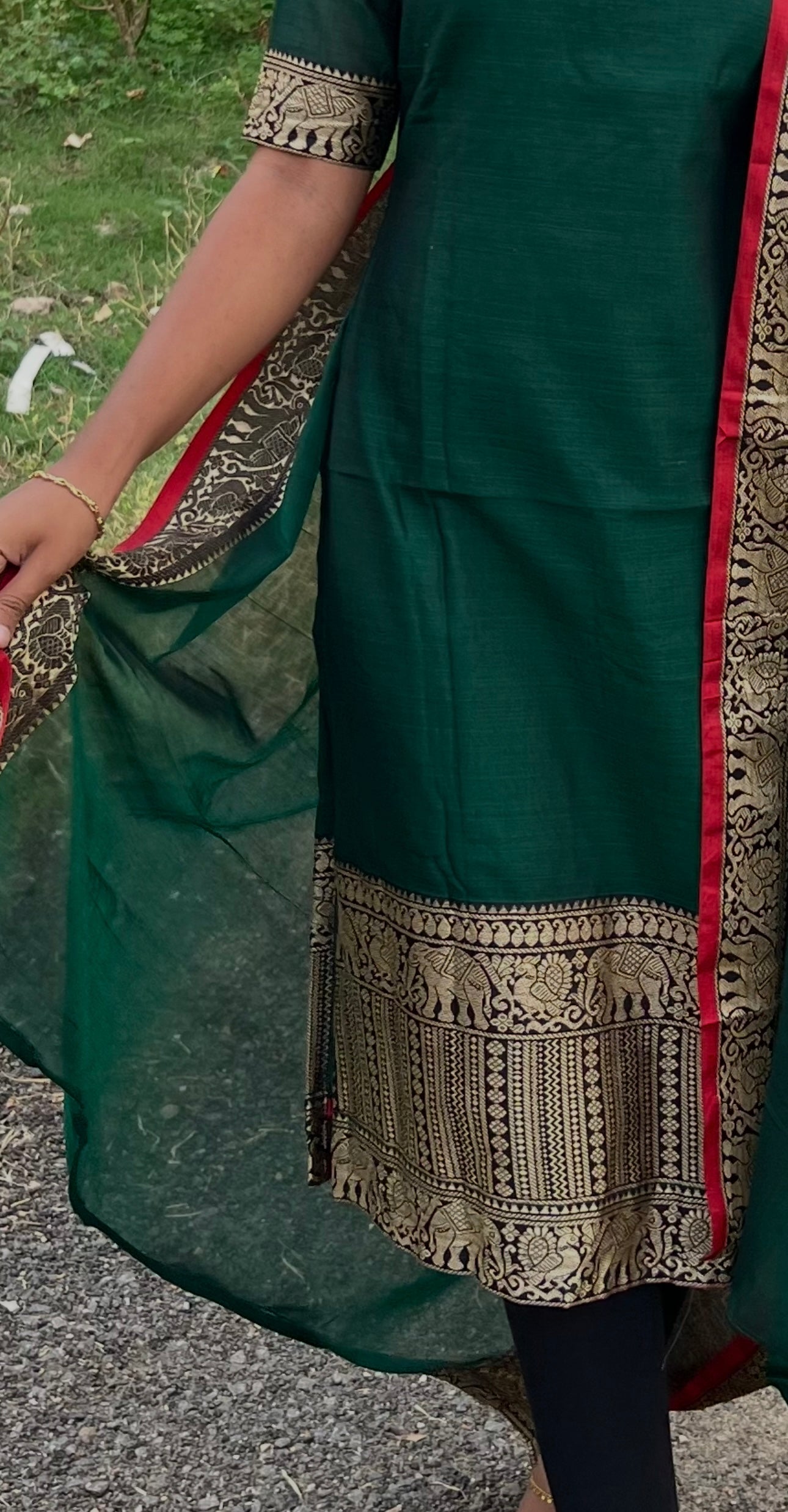 Narayanpet Cotton Bottle Green