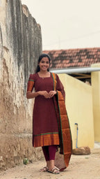 Narayanpet cotton maroon checks