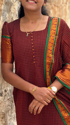 Narayanpet cotton maroon checks