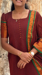 Narayanpet cotton maroon checks