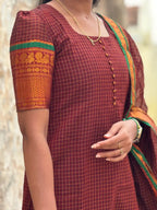 Narayanpet cotton maroon checks
