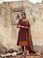Narayanpet cotton maroon checks