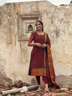 Narayanpet cotton maroon checks