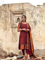 Narayanpet cotton maroon checks