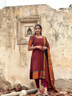 Narayanpet cotton maroon checks