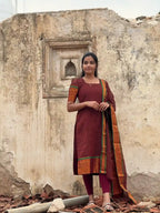 Narayanpet cotton maroon checks