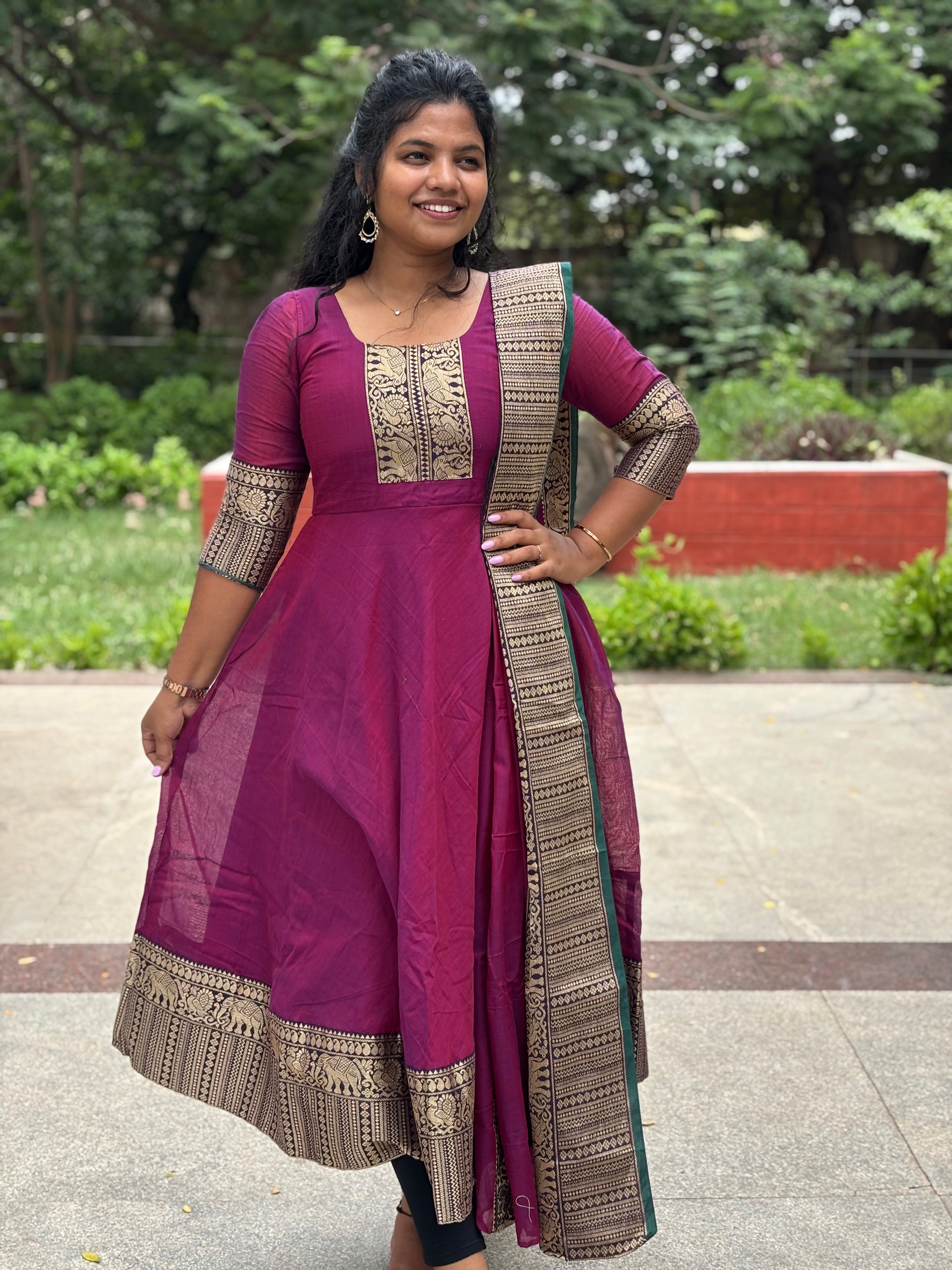 Narayanpet acotton anarkali with dupatta