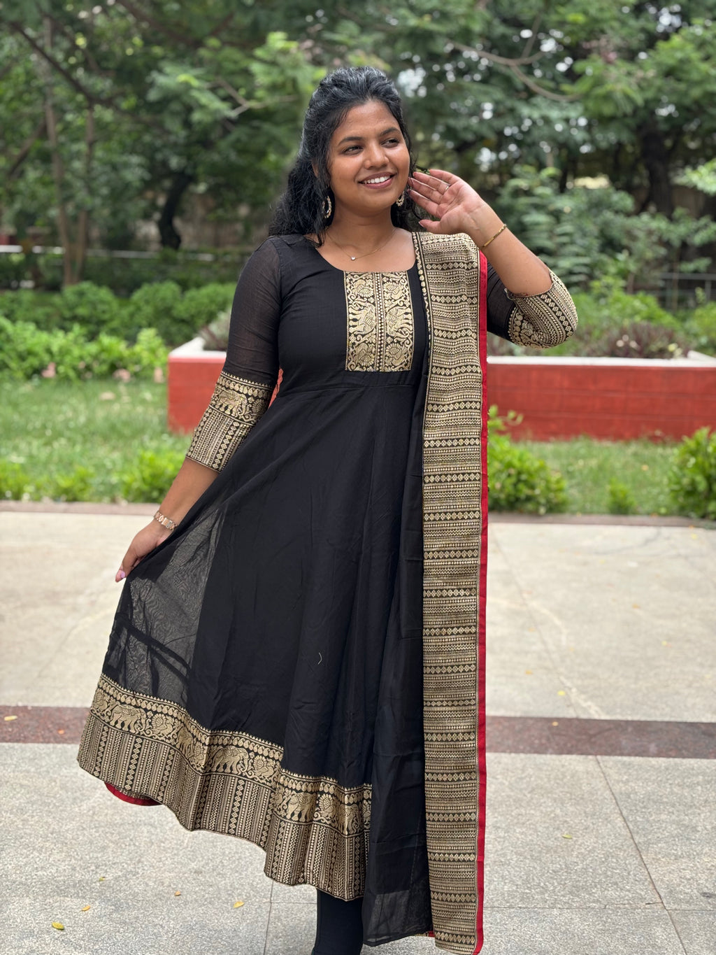 Narayanpet acotton anarkali with dupatta