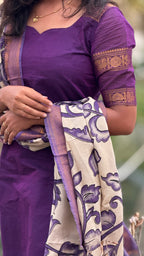Purple chettinad cotton kurti & kalamkari dupatta