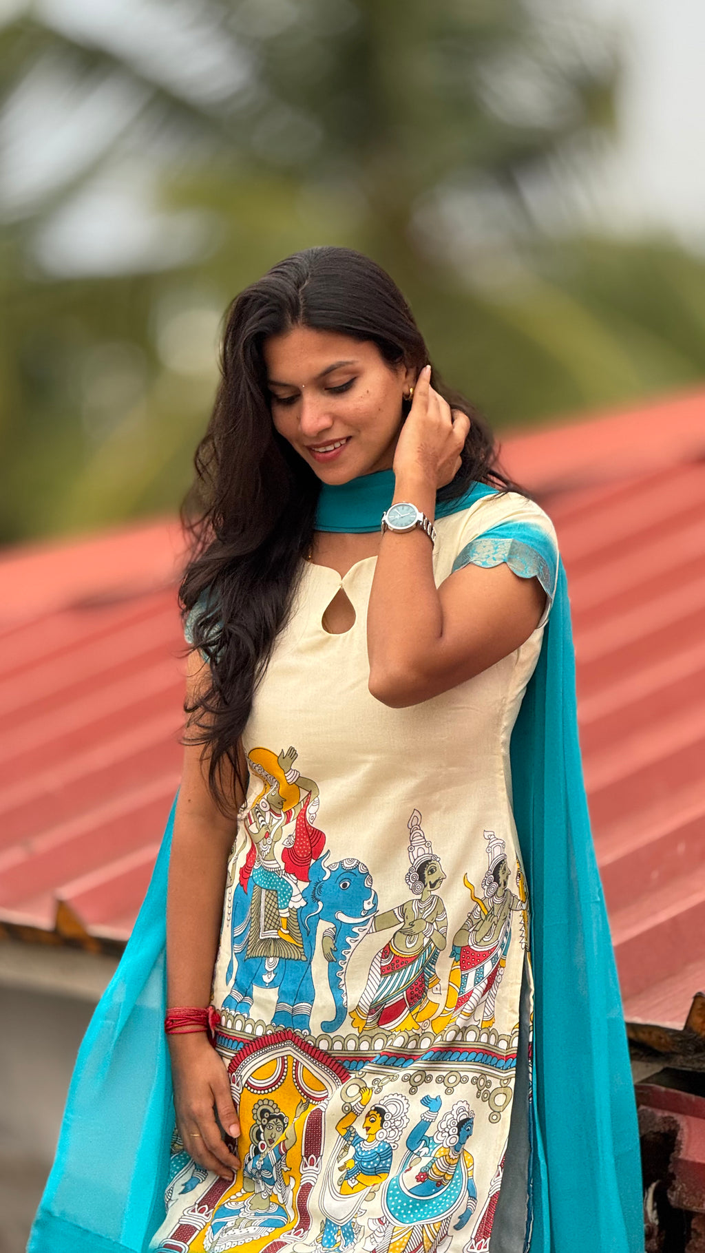 Dola silk kurti & georgette dupatta