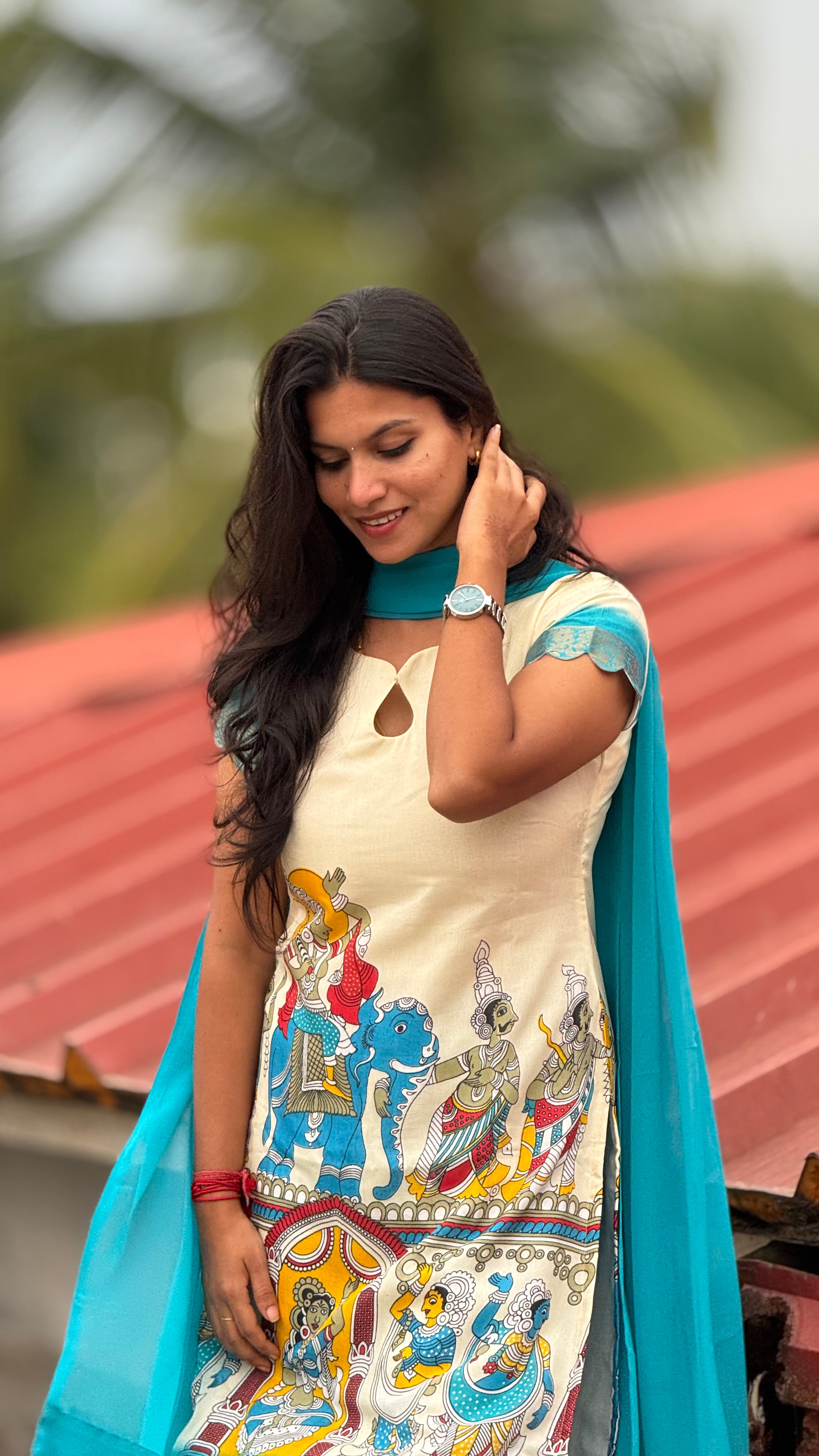 Dola silk kurti & georgette dupatta