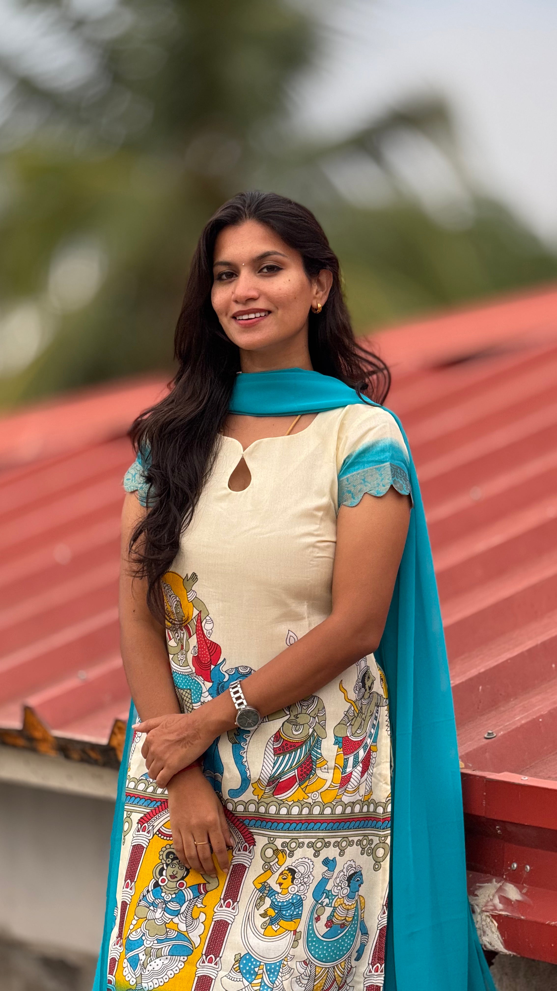 Dola silk kurti & georgette dupatta