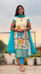 Dola silk kurti & georgette dupatta