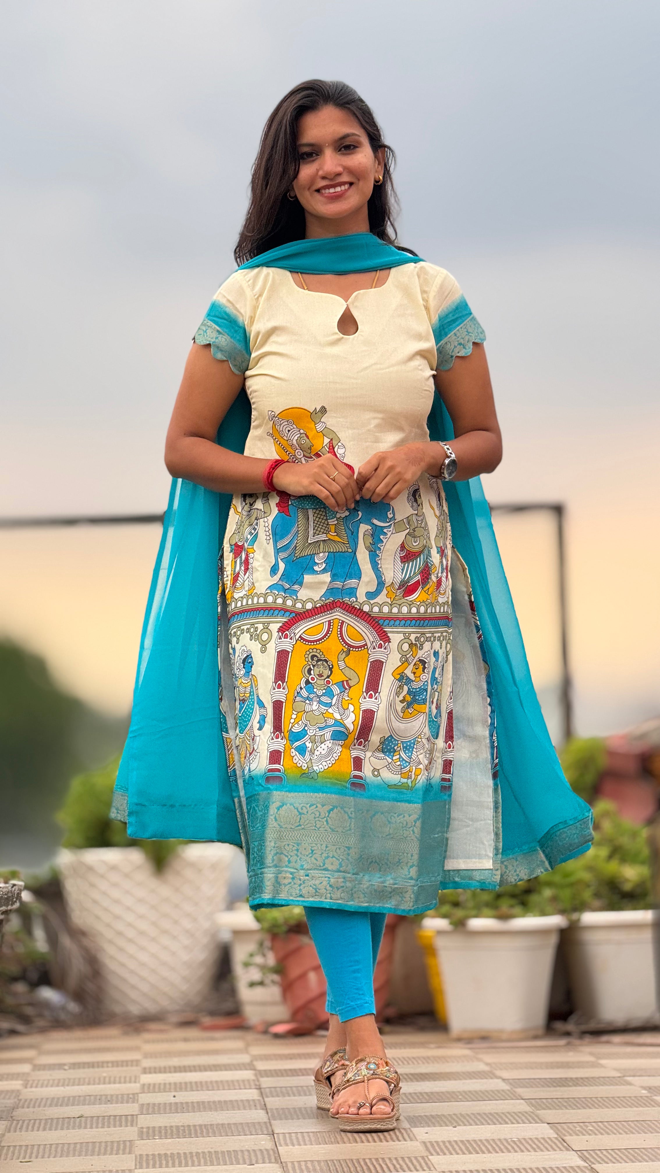 Dola silk kurti & georgette dupatta