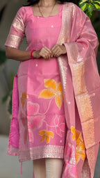 Banarasi silk 2 pc set kurti & dupatta