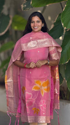 Banarasi silk 2 pc set kurti & dupatta