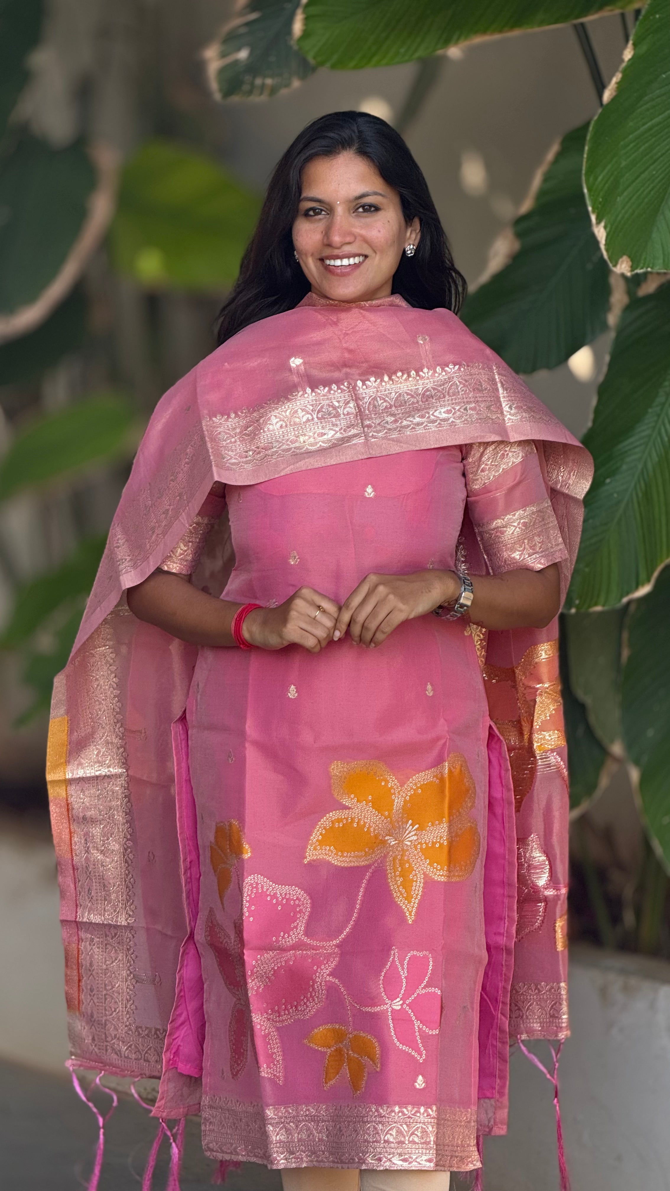 Banarasi silk 2 pc set kurti & dupatta