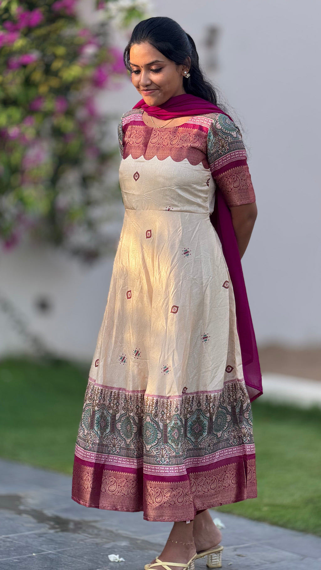 Dola silk anarkali with dupatta