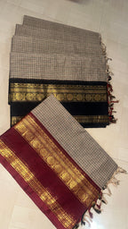 Ganga Jamuna grey Kattam saree