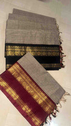 Ganga Jamuna grey Kattam saree