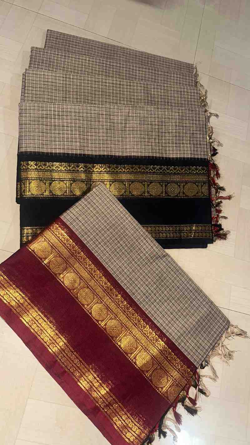 Ganga Jamuna grey Kattam saree