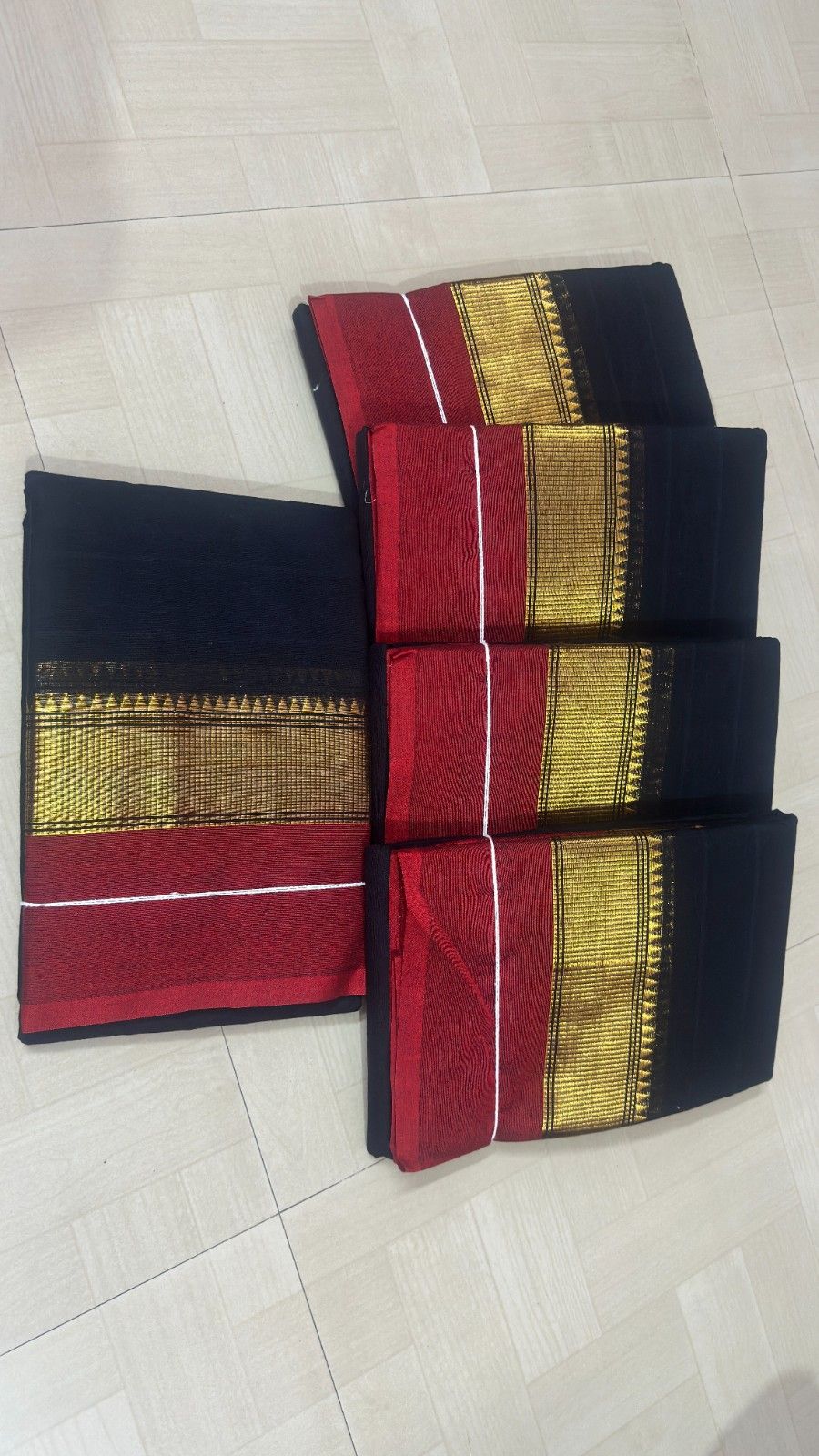 Kanchi cotton Black-Golden temple maroon border