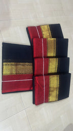 Kanchi cotton Black-Golden temple maroon border
