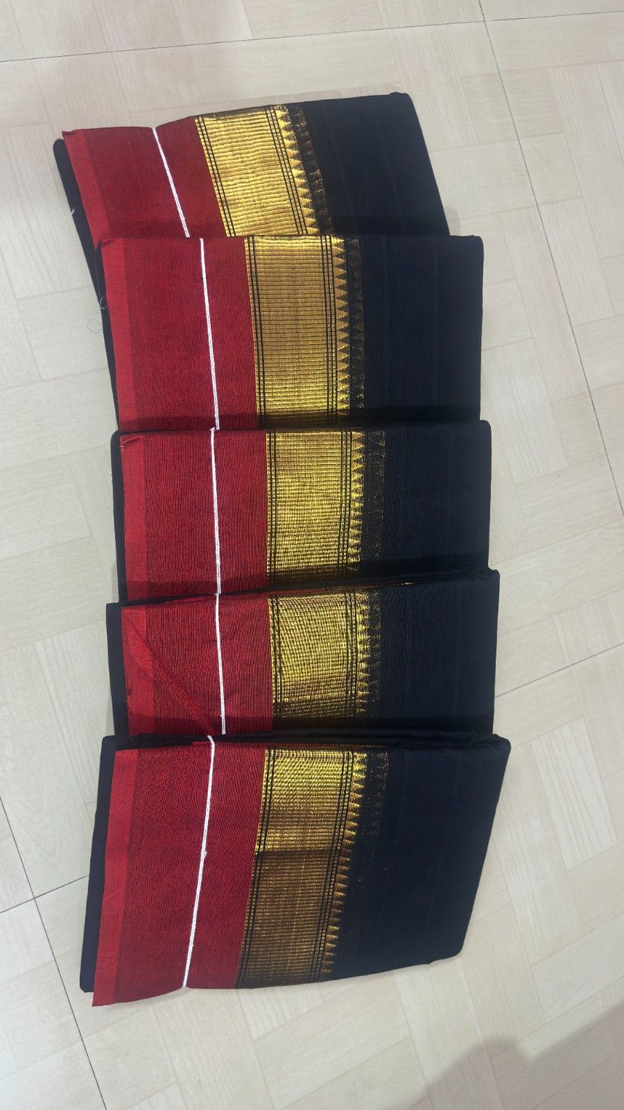 Kanchi cotton Black-Golden temple maroon border