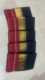 Kanchi cotton Black-Golden temple maroon border