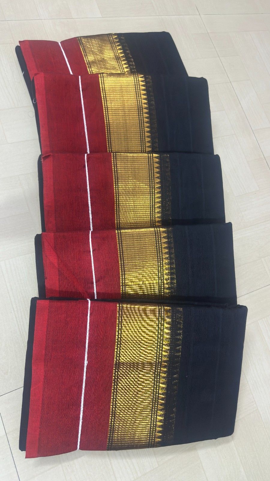 Kanchi cotton Black-Golden temple maroon border