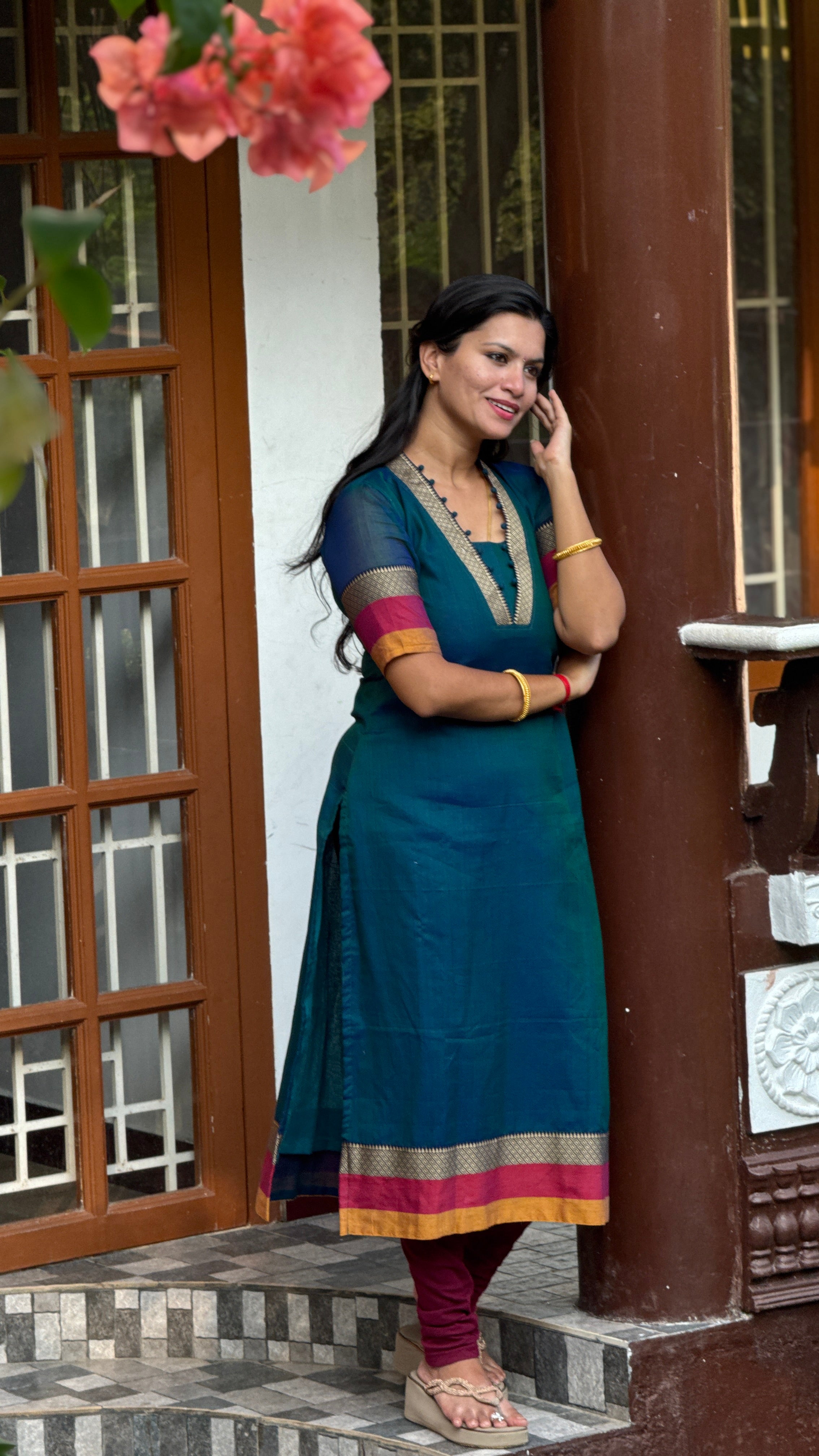 Narayanpet peacock V neck