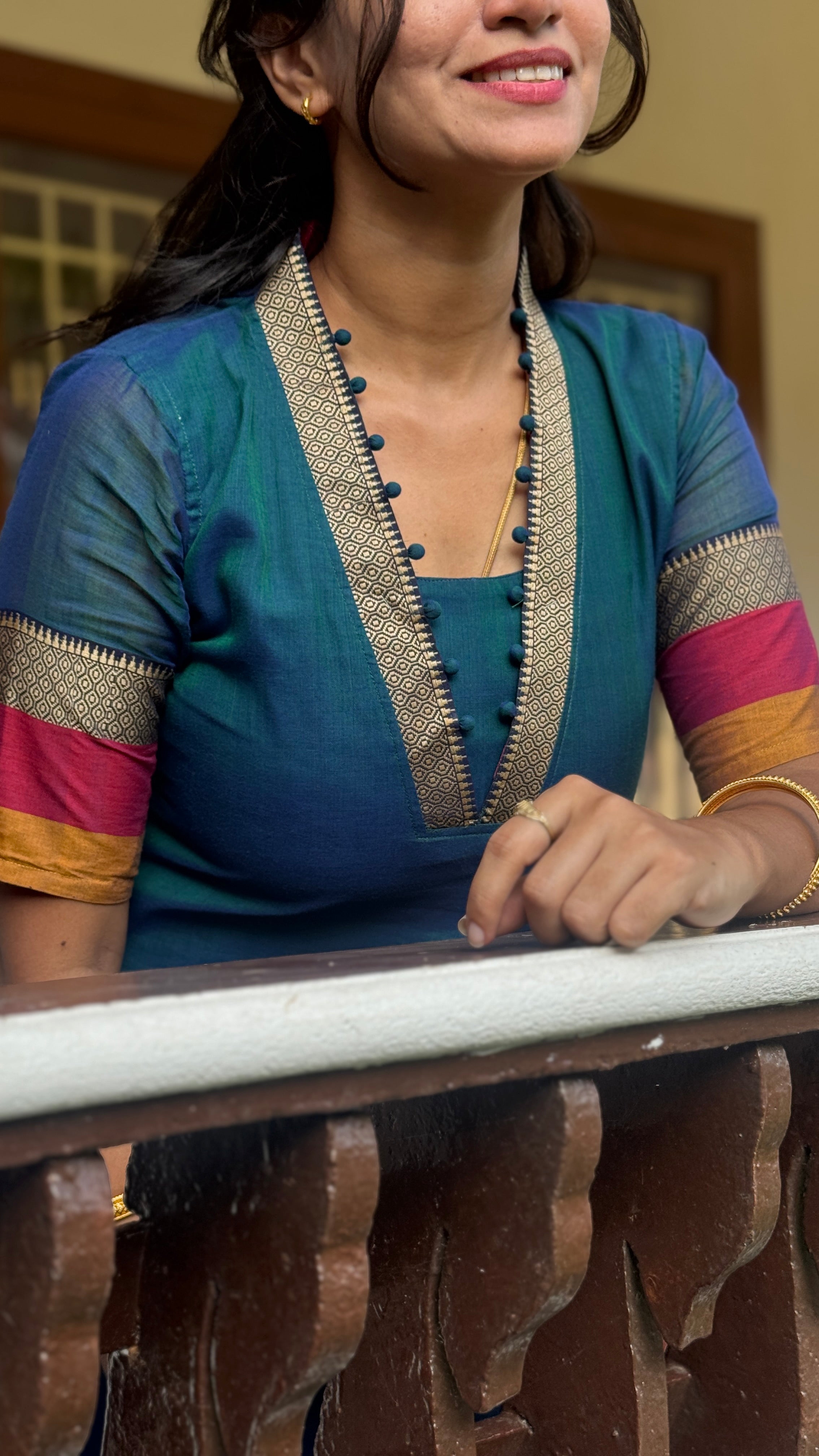 Narayanpet peacock V neck